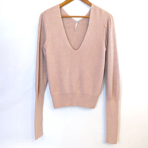 Free People | Oversized Rose Gingersnap Cashmere Blend Ribbed Knit Sweater | XS - Picture 4 of 11